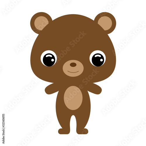 Cute baby bear. Forest animal. Flat vector stock illustration on white background