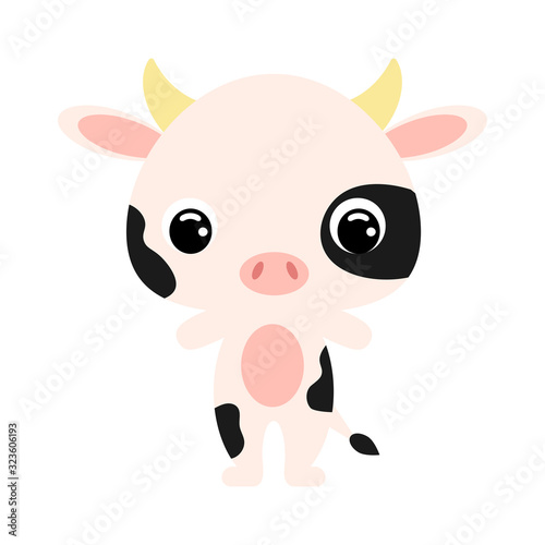Fototapeta Naklejka Na Ścianę i Meble -  Cute baby cow. Domestic animal. Flat vector stock illustration on white background