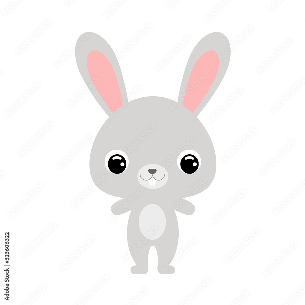 Cute baby hare. Forest animal. Flat vector stock illustration on white background