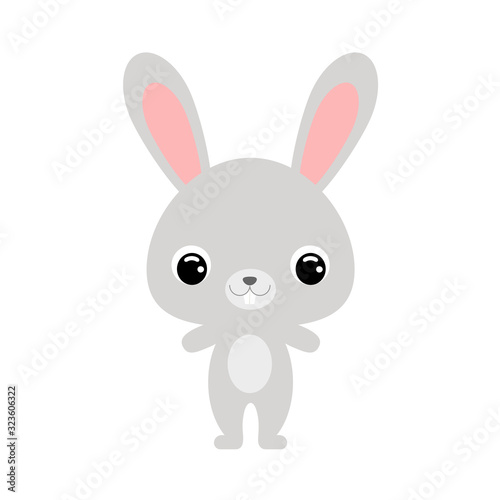 Cute baby hare. Forest animal. Flat vector stock illustration on white background