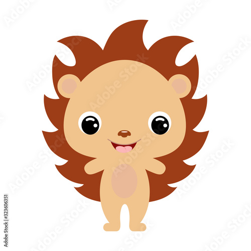 Cute baby hedgehog. Forest animal. Flat vector stock illustration on white background