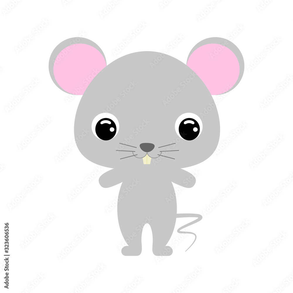 Cute baby mouse. Flat vector stock illustration on white background Cute baby mouse. Flat vector stock illustration on white background