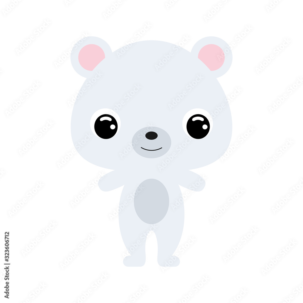 Cute baby polar bear. Arctic animal. Flat vector stock illustration on white background Cute baby polar bear. Arctic animal. Flat vector stock illustration on white background
