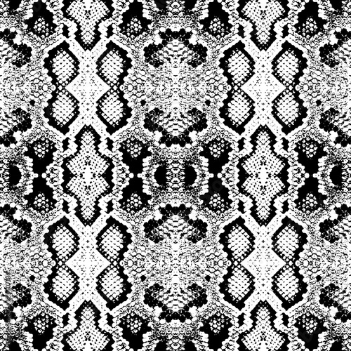 Snake skin scales texture. Seamless pattern black isolated on white background. simple ornament, fashion print and trend of the season Can be used for Gift wrap, fabrics, wallpapers. Vector