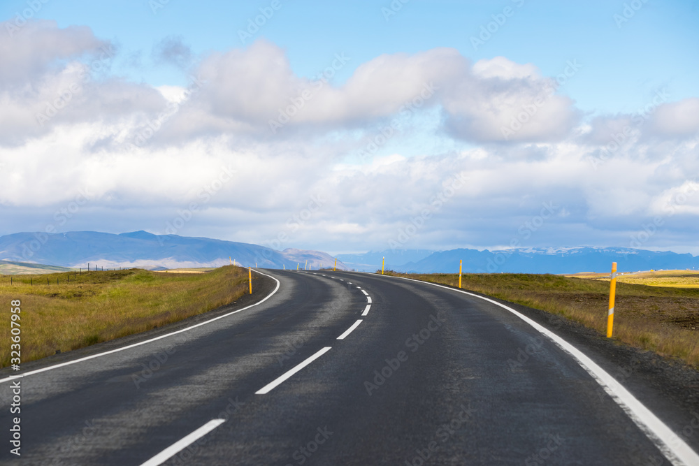 Picture beautiful view of empty road at northland in Iceland, Season summertime