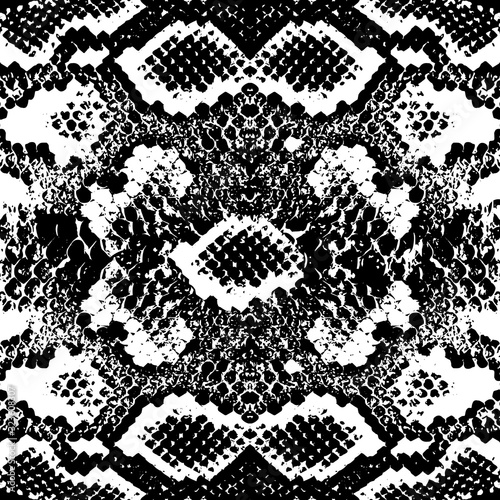 Snake skin scales texture. Seamless pattern black isolated on white background. simple ornament, fashion print and trend of the season Can be used for Gift wrap, fabrics, wallpapers. Vector