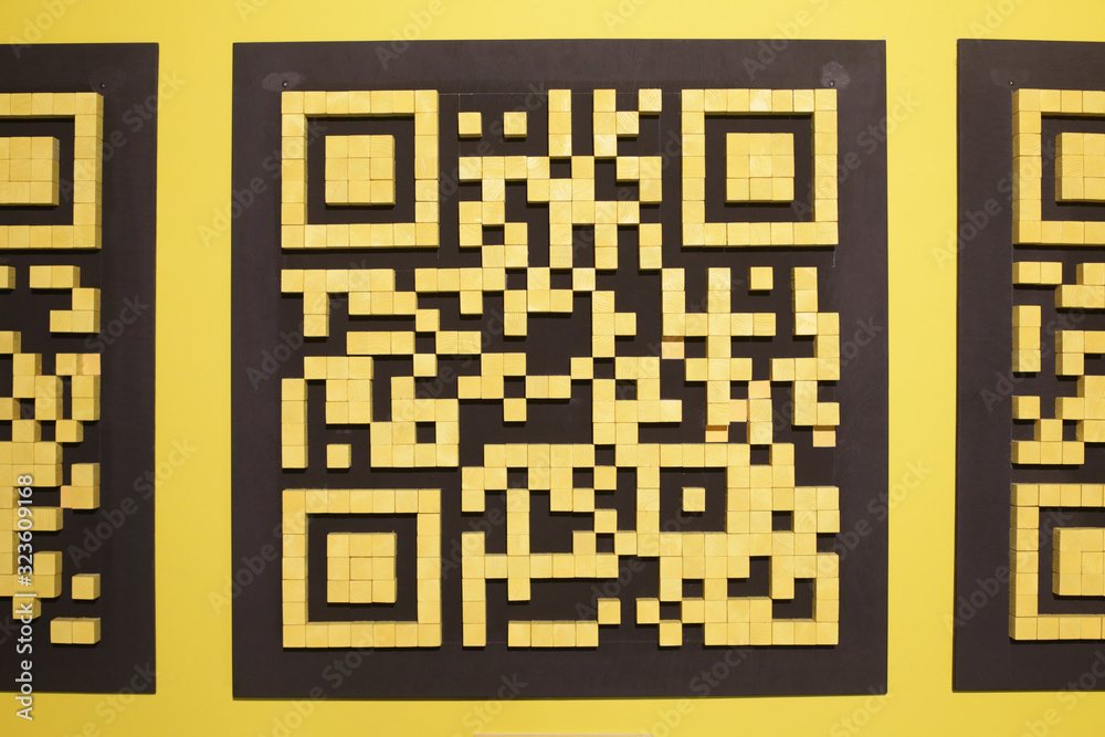 Button of QR Code (Quick Response code). QR Code trademark for type