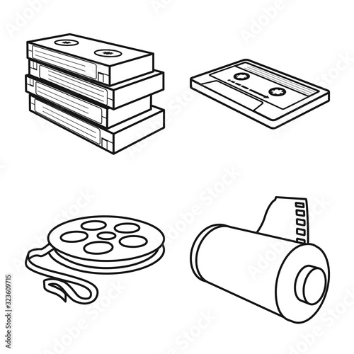 Vector design of player and device icon. Collection of player and equipment stock vector illustration.