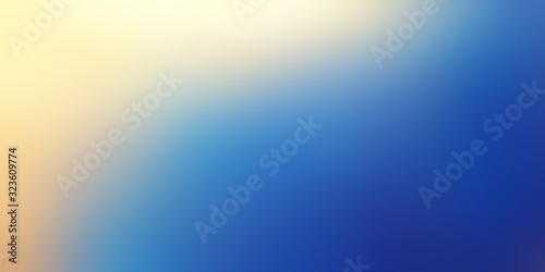 Yellow light on blue background. Texture blur. Illustration defocus abstraction. Deep sky plain template.