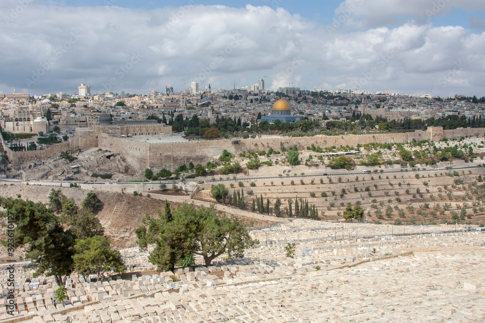 Landscape overlooking the old city in Jerusalem