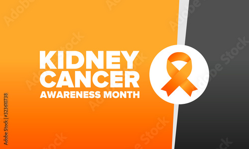 Kidney Cancer Awareness Month. Celebrate annual in March. Control and protection. Prevention campaign. Medical healthcare concept. Poster with ribbon. Banner and background. Vector illustration