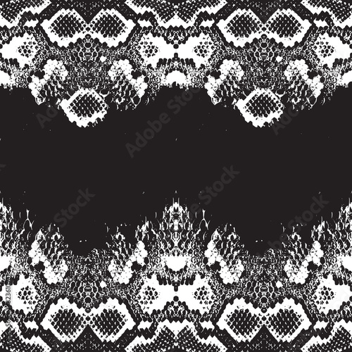 Snake skin scales texture. Seamless pattern black isolated on white background. simple ornament, fashion print and trend of the season Can be used for Gift wrap, fabrics, wallpapers. Vector