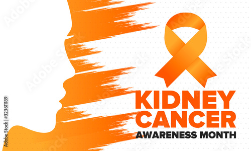 Kidney Cancer Awareness Month. Celebrate annual in March. Control and protection. Prevention campaign. Medical healthcare concept. Poster with ribbon. Banner and background. Vector illustration