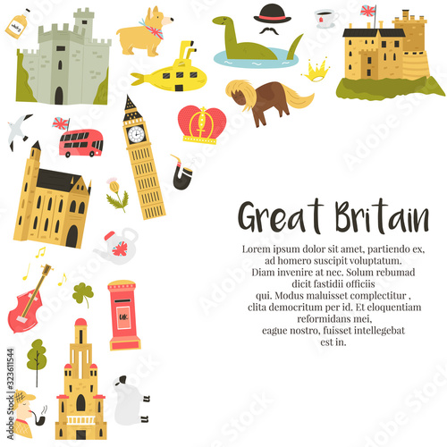 Design with famous symbols of Great Britain