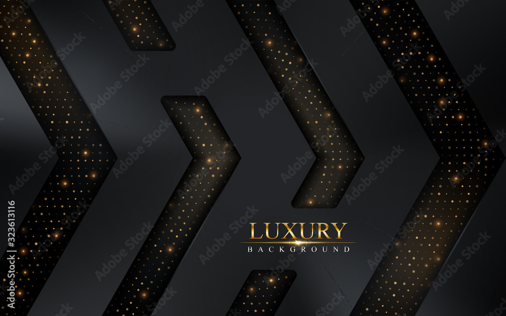 Luxury dark abstract background combine with black lines and golden glitter texture. Luxury dark abstract background combine with black lines and golden glitter texture.