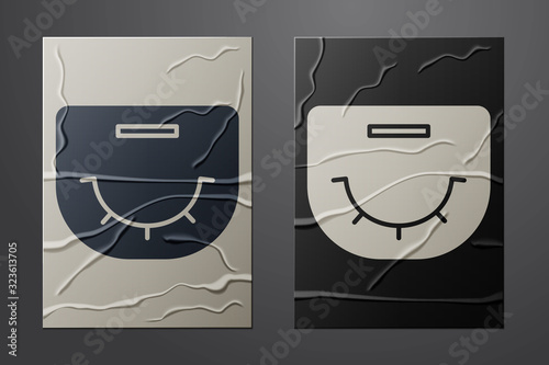 White Poker table icon isolated on crumpled paper background. Paper art style. Vector Illustration