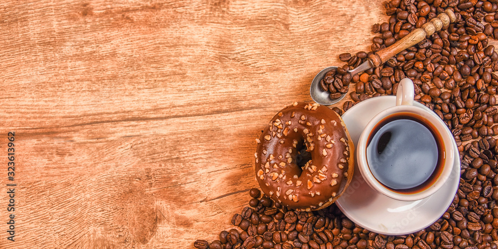 Naklejka premium Background with coffee and macoroons