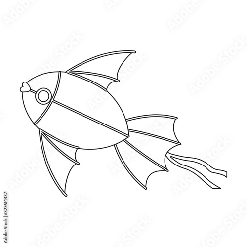 Kite fish vector icon.Outline vector icon isolated on white background fish kite .