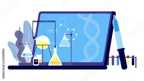 Clinical research. Pharmaceutical tests illustration. Science and medicine vector illustration. Laboratory research, medicine pharmaceutical, lab experiment test