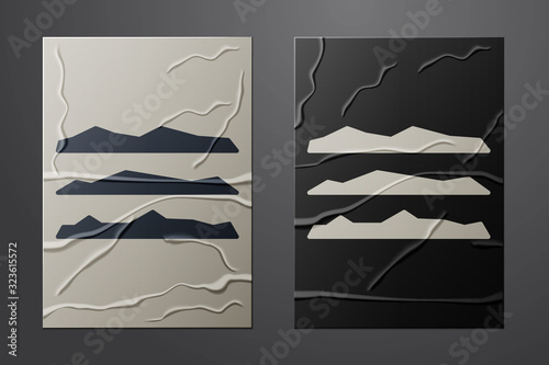 White Strips of cocaine or heroin drug icon isolated on crumpled paper background. Paper art style. Vector Illustration