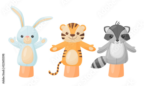 Hands with Animal Puppets on Top of It Vector Set