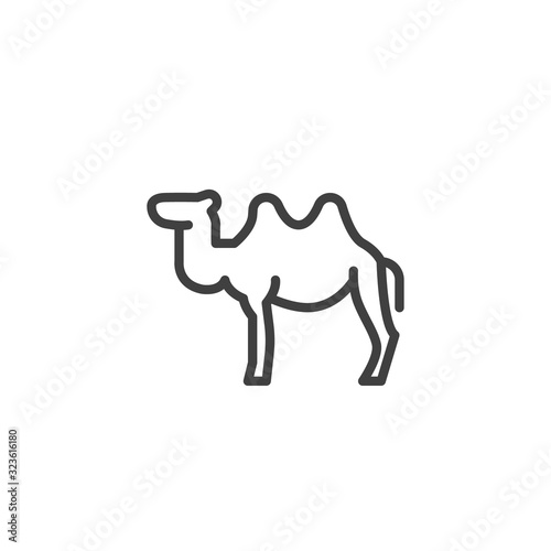 Bactrian camel line icon. linear style sign for mobile concept and web design. Two-humped camel outline vector icon. Symbol, logo illustration. Vector graphics