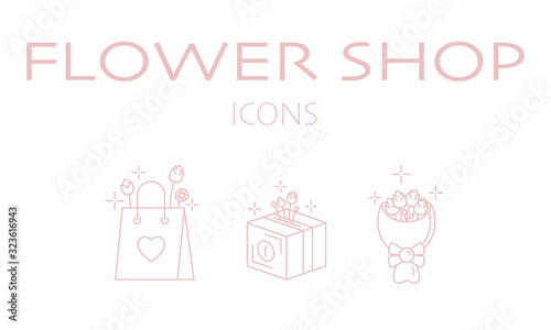 Icon set for flower online store