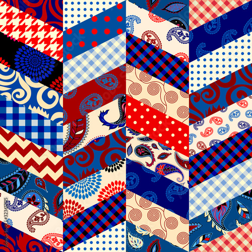 Patchwork textile pattern. Seamless quilting design background.