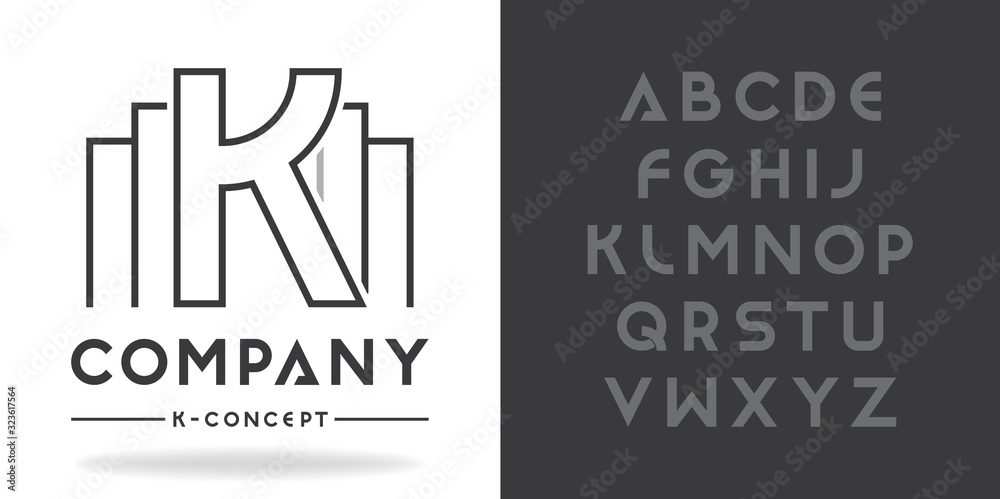 Real estate, business logo template. Font character design and font family.