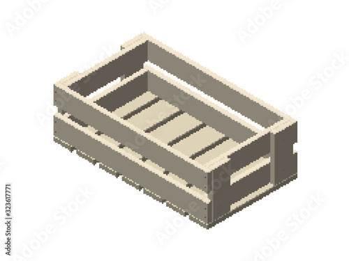 Pixelated Empty wooden crat...