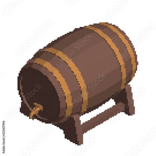 Pixelated Wooden barrel wit...