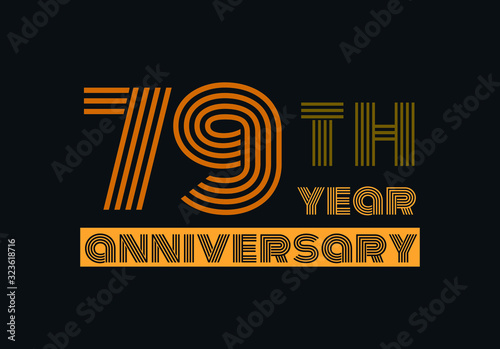 79 years anniversary line style gold color with the gray background 