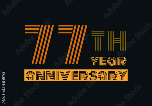 77 years anniversary line style gold color with the gray background 
