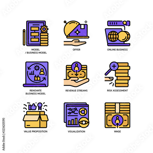 Business model canvas icons set