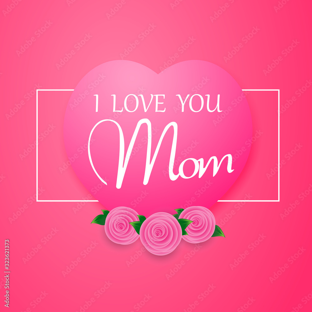 Happy mother's day layout design with roses, lettering, ribbons, frames, pink background. Best mom / mom ever cute female design for menu, flyer, postcard, invitation. Happy mother's day layout design with roses, lettering, ribbons, frames, pink background. Best mom / mom ever cute female design for menu, flyer, postcard, invitation.