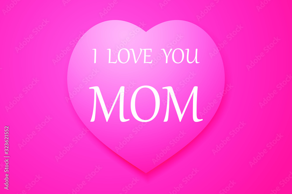 Mother's day vector greeting card. Romantic background with beautiful hearts. I love you mom. Printing in white color.Vector illustration. Cute female design for flyer, postcard, invitation, banner