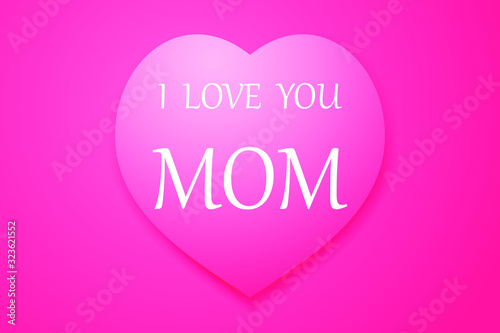 Mother's day vector greeting card. Romantic background with beautiful hearts. I love you mom. Printing in white color.Vector illustration. Cute female design for flyer, postcard, invitation, banner