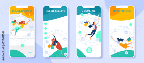 Online shopping banner, mobile app templates, concept vector illustration flat design.