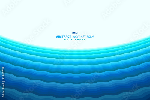 Abstract blue wavy sea design of minimal pattern perspective for headline background. illustration vector eps10