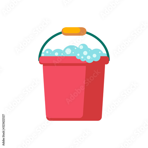 Vector bucket on white. Cleaning Icon