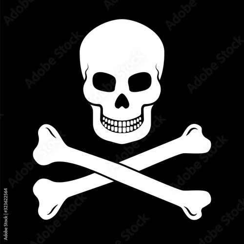 Skull with crossbones. Danger or poison icon. Isolated vector illustration.