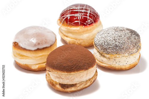 Four Pieces of Filled Doughnuts with different fillings