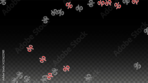 Luxury Vector Gold Percentage Sign Confetti on Transparent. Percent Sale Background. Business, Economics Print. Discount Illustration. Promotion Poster. Black Friday Banner. Special offer Template.