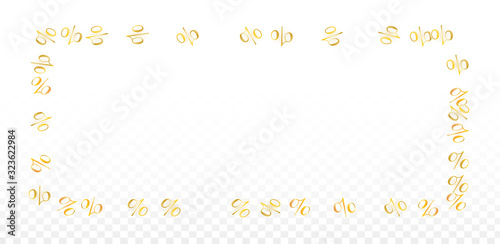 Luxury Vector Gold Percentage Sign Confetti on Transparent. Percent Sale Background. Business, Economics Print. Discount Illustration. Promotion Poster. Black Friday Banner. Special offer Template.