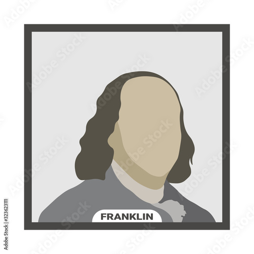 Benjamin Franklin, United States politician. Stylized vector portrait on white background