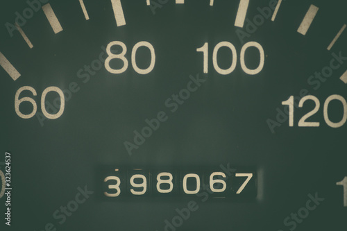 Car odometer detail photo