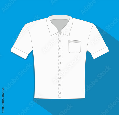 Vector illustration. Shirt with short sleeves and pocket.