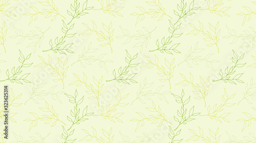 Fototapeta Naklejka Na Ścianę i Meble -  Floral yellow green background. Leaf pattern.
