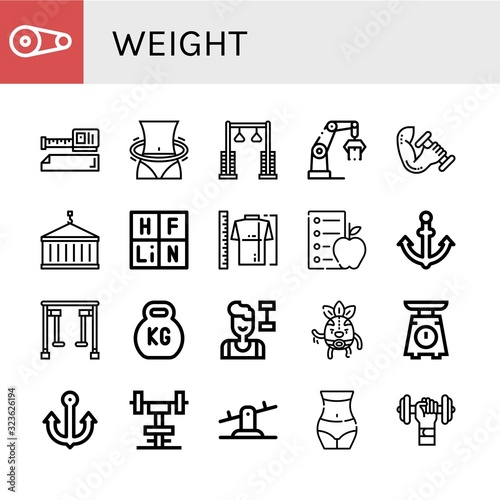 weight simple icons set