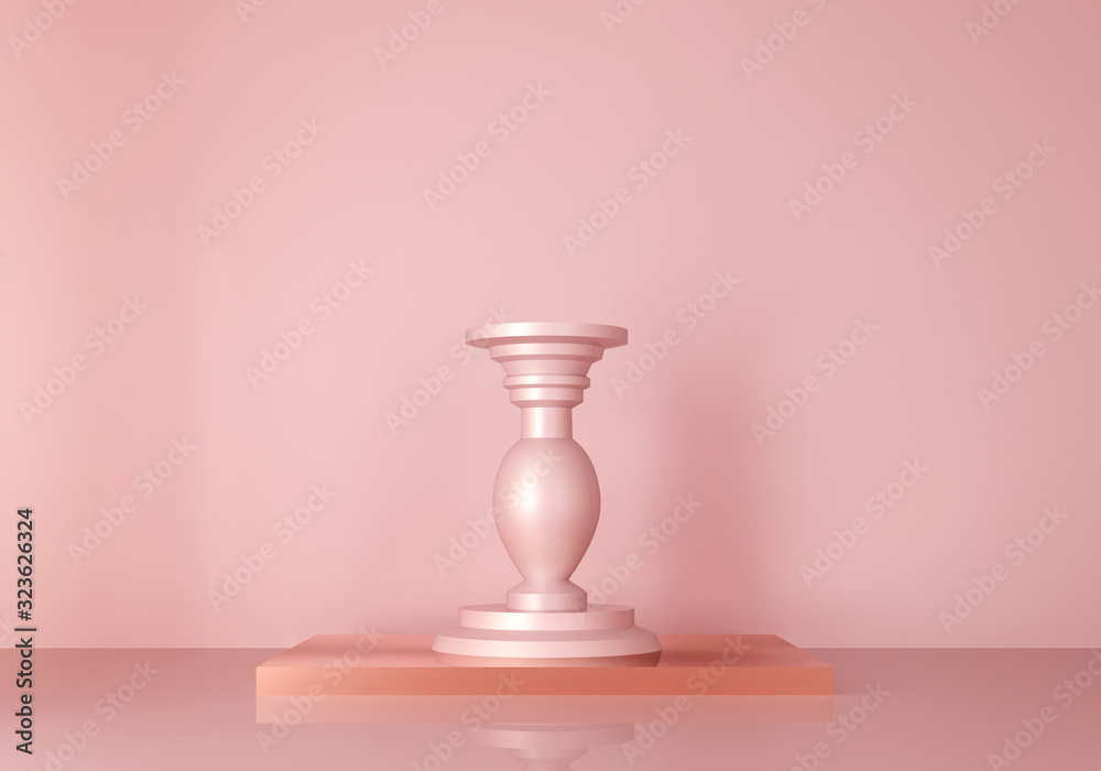 Podium - classic 3D column. Pedestal for product presentation. Order architectural pink platform for store advert. Exhibition stand - render illustration Podium - classic 3D column. Pedestal for product presentation. Order architectural pink platform for store advert. Exhibition stand - render illustration